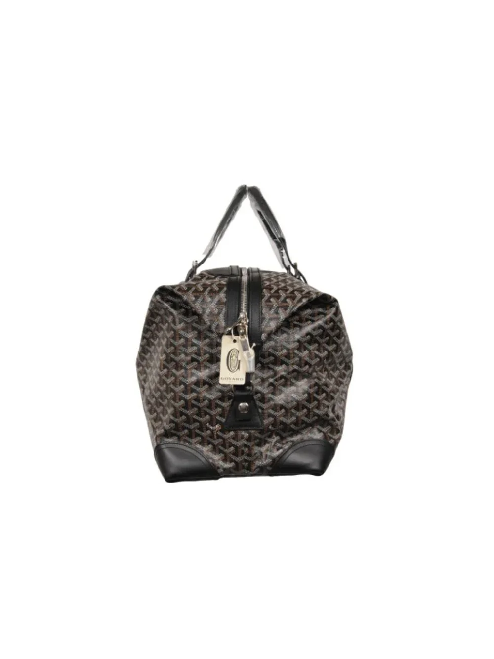 Goyard Boeing 55 Duffle Bag Black Brown Travel Carry On Weekend Luggage Silver